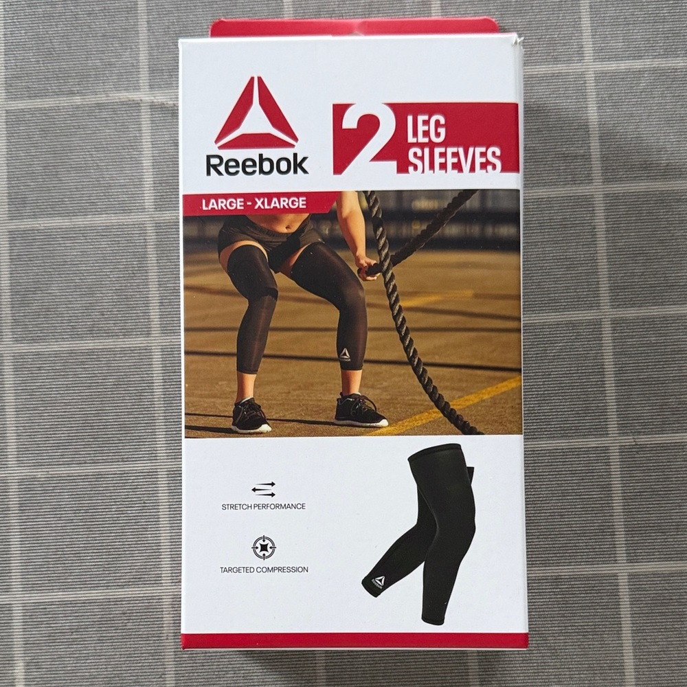 Reebok Black Compression Leg Sleeves L - XL New